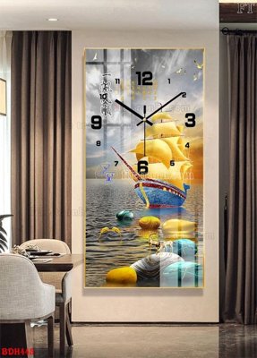 File tranh File tranh đồng hồ tráng gương BDH445 (gốc) chủ đề thành phố