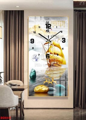 File in trần File tranh đồng hồ tráng gương BDH447 (bản gốc) mây trời