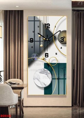 File gốc File tranh đồng hồ tráng gương BDH450 (in lụa) tranh phong thủy