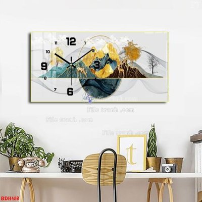 File in lụa File tranh đồng hồ tráng gương BDH459 (chất lượng cao) File tranh đồng hồ tráng gương BDH459