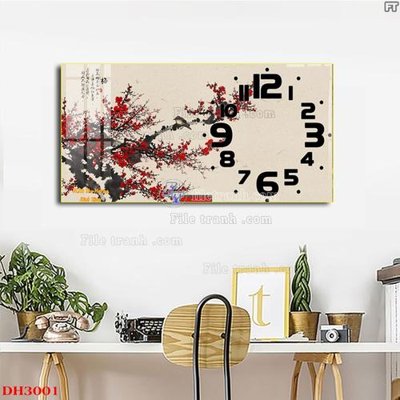 Tải file File tranh đồng hồ tráng gương DH3001 (ảnh gốc) in tranh kính