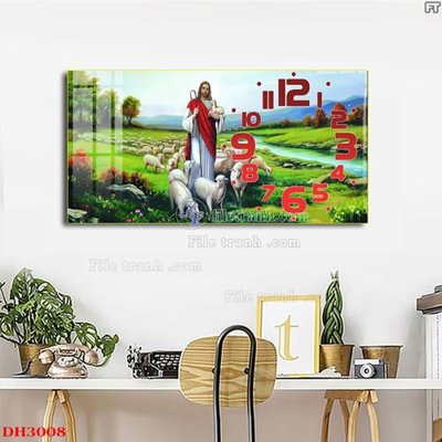 Ảnh gốc File tranh đồng hồ tráng gương DH3008 (nét căng) in mica