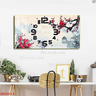 Download file gốc File tranh đồng hồ tráng gương DH3014 (in lụa) cao cấp