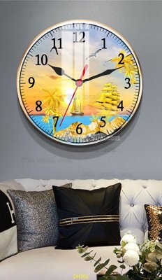 File tranh File tranh đồng hồ tráng gương DH302 (bản gốc) in lụa 5D