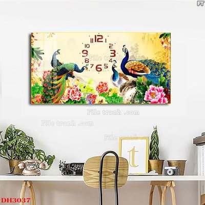 Tải file File tranh đồng hồ tráng gương DH3037 (ảnh gốc) in gạch 3D