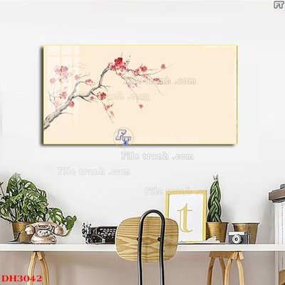 File gốc File tranh đồng hồ tráng gương DH3042 (in lụa) cao cấp