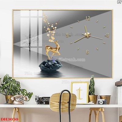 Ảnh gốc File tranh đồng hồ tráng gương DH3050 (độ nét cao) in mica