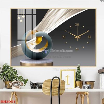 File tranh gốc File tranh đồng hồ tráng gương DH3051 chủ đề hiện đại