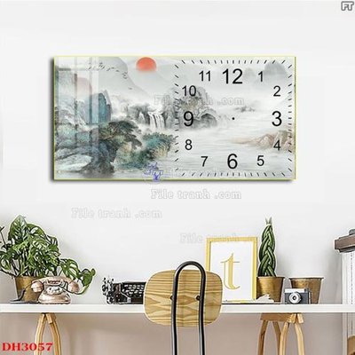 File gốc File tranh đồng hồ tráng gương DH3057 (bản quyền) cho in ấn