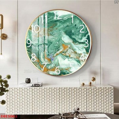 File in trần File tranh đồng hồ tráng gương DH3061 (file gốc) hoa văn 3D