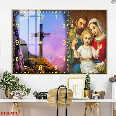 File gốc File tranh đồng hồ tráng gương DH3073 (in lụa) chi tiết cao