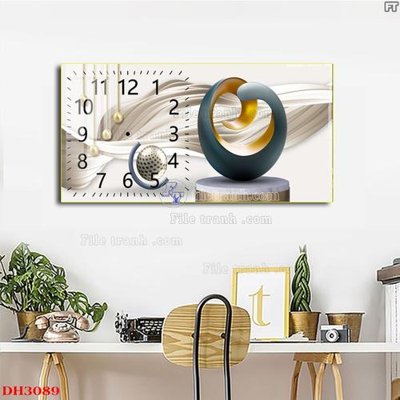 File tranh File tranh đồng hồ tráng gương DH3089 (bản gốc) in lụa 3D