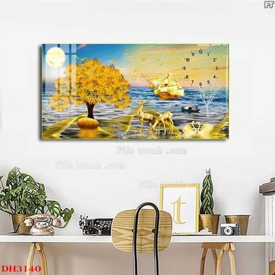 File tranh File tranh đồng hồ tráng gương DH3140 (ảnh gốc) in trần 3D