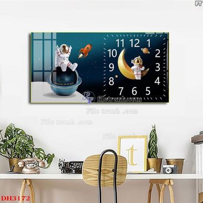 File gốc File tranh đồng hồ tráng gương DH3172 (phong cách) cổ điển