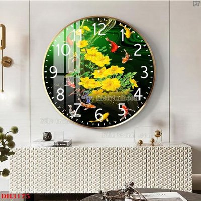 Ảnh gốc File tranh đồng hồ tráng gương DH3175 (nét căng) in mica