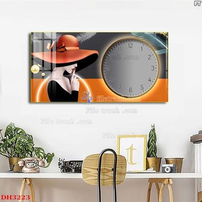 File gốc File tranh đồng hồ tráng gương DH3223 (phong cách) tối giản