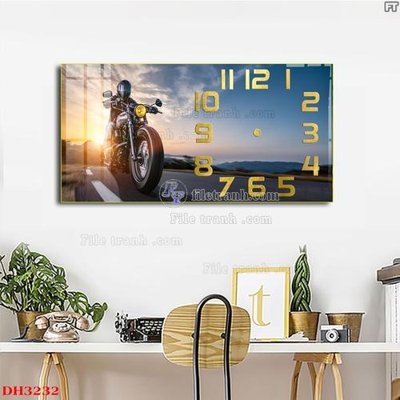 File tranh File tranh đồng hồ tráng gương DH3232 (gốc) phong cách tối giản