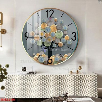 File gốc in tráng gương File tranh đồng hồ tráng gương DH3239 chi tiết