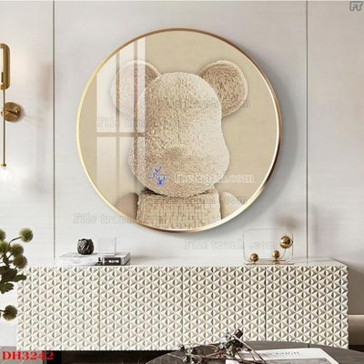 File gốc File tranh đồng hồ tráng gương DH3242 (in lụa) trang trí tường