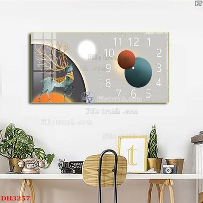 File tranh File tranh đồng hồ tráng gương DH3257 (bản gốc) trang trí văn phòng