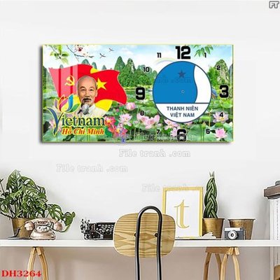 File gốc File tranh đồng hồ tráng gương DH3264 (in lụa) hoa văn cổ điển