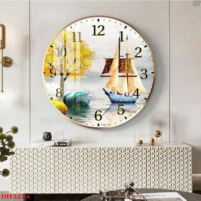 File ảnh File tranh đồng hồ tráng gương DH3274 (gốc) trang trí khách sạn