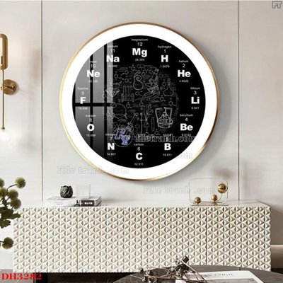 File in trần File tranh đồng hồ tráng gương DH3282 (bản gốc 3D) sống động