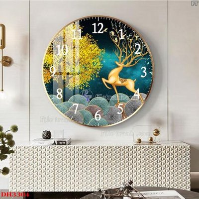 File tranh File tranh đồng hồ tráng gương DH3304 (gốc) chủ đề thiên nhiên