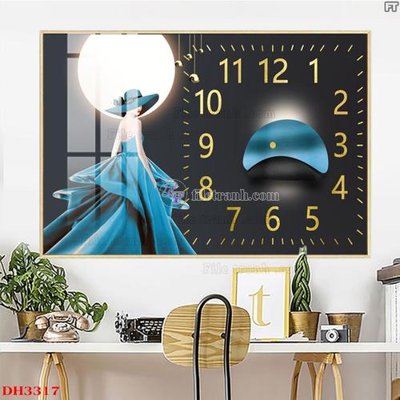 Download file gốc File tranh đồng hồ tráng gương DH3317 (in lụa) tranh 3D