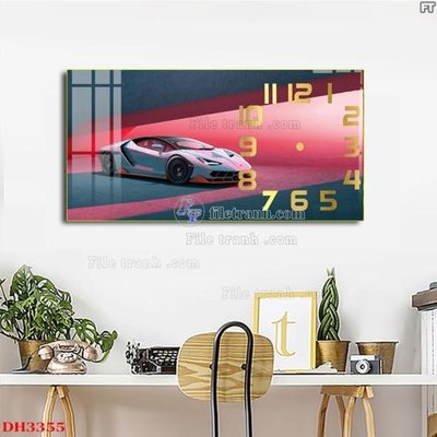 File in lụa File tranh đồng hồ tráng gương DH3355 (tân cổ điển) File tranh đồng hồ tráng gương DH3355