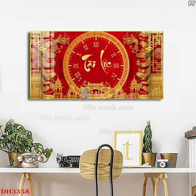 File gốc File tranh đồng hồ tráng gương DH3358 (in tráng gương) nghệ thuật