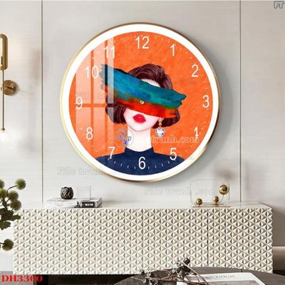 File gốc File tranh đồng hồ tráng gương DH3360 (trang trí) cho phòng khách