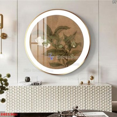 Download file gốc File tranh đồng hồ tráng gương DH3366 (in lụa) cao cấp