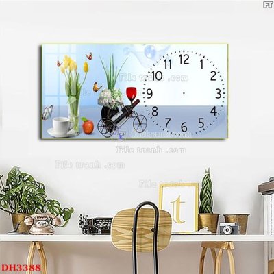 Ảnh gốc file in lụa File tranh đồng hồ tráng gương DH3388 chi tiết