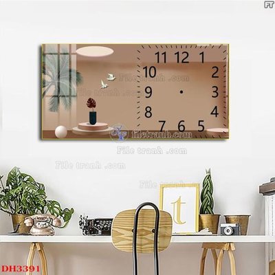 File gốc File tranh đồng hồ tráng gương DH3391 (dành cho trang trí nội thất)
