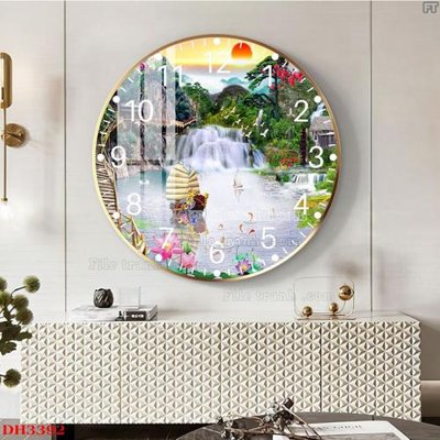Ảnh gốc File tranh đồng hồ tráng gương DH3392 (siêu chi tiết) để in ấn