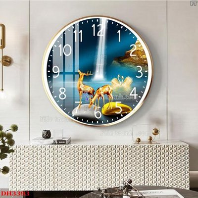 File in lụa File tranh đồng hồ tráng gương DH3393 (chất lượng cao) File tranh đồng hồ tráng gương DH3393