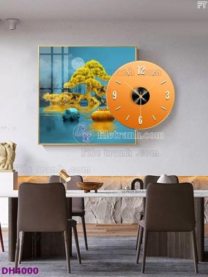 File gốc File tranh đồng hồ tráng gương kiểu mới DH4000 (in tráng gương) hiện đại