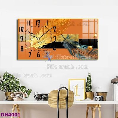 File in trần File tranh đồng hồ tráng gương hươu nai hiện đại FDH4001 (file gốc) hoa văn 3D