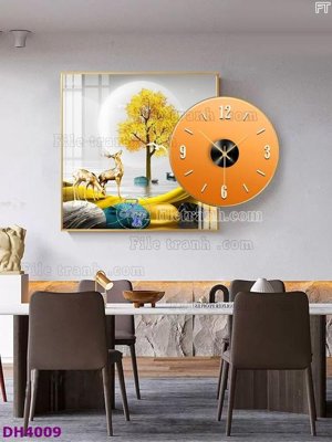 File in ấn cao cấp File tranh đồng hồ tráng gương kiểu mới DH4009 (file gốc)