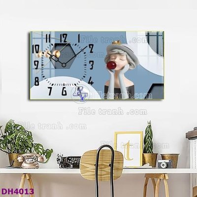 Mua file gốc File tranh đồng hồ tráng gương hươu nai hiện đại FDH4013 (in ấn) tại Filetranh.com