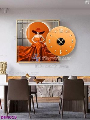 File ảnh File tranh đồng hồ tráng gương kiểu mới DH4015 (gốc) in Hiflex