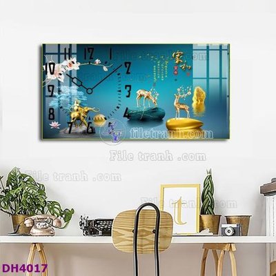 Tải file File tranh đồng hồ tráng gương hươu nai hiện đại FDH4017 (PSD) cho in ấn quảng cáo