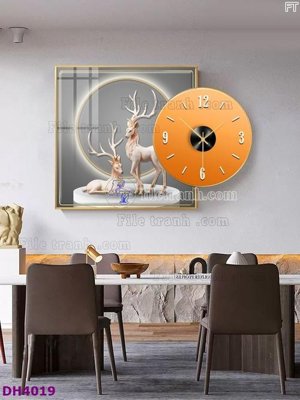 File ảnh File tranh đồng hồ tráng gương kiểu mới DH4019 (gốc) in standee