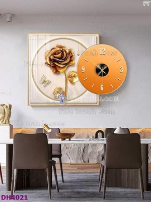 File gốc in tráng gương File tranh đồng hồ tráng gương kiểu mới DH4021 chi tiết