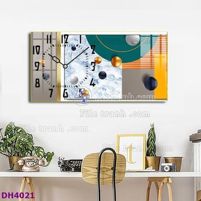 File tranh quảng cáo File tranh đồng hồ tráng gương hươu nai hiện đại FDH4021 (file gốc) chuyên nghiệp