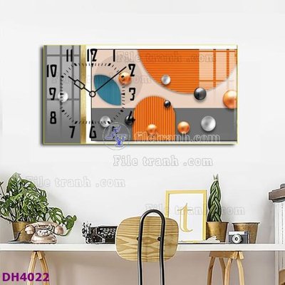 Download file gốc File tranh đồng hồ tráng gương hươu nai hiện đại FDH4022 (in lụa) nghệ thuật