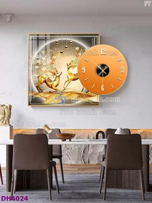 File tranh gốc File tranh đồng hồ tráng gương kiểu mới DH4024 (bản quyền) độc đáo