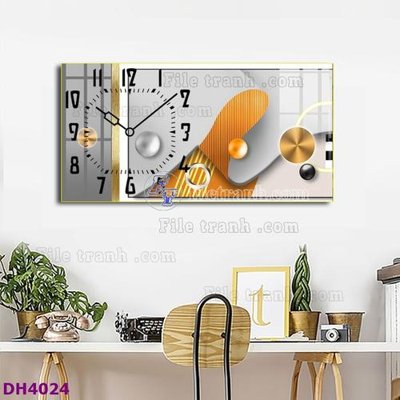File tranh File tranh đồng hồ tráng gương hươu nai hiện đại FDH4024 (bản gốc) treo phòng ăn