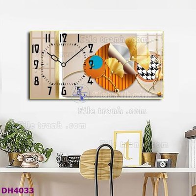 File gốc in ấn File tranh đồng hồ tráng gương hươu nai hiện đại FDH4033 chuẩn màu CMYK